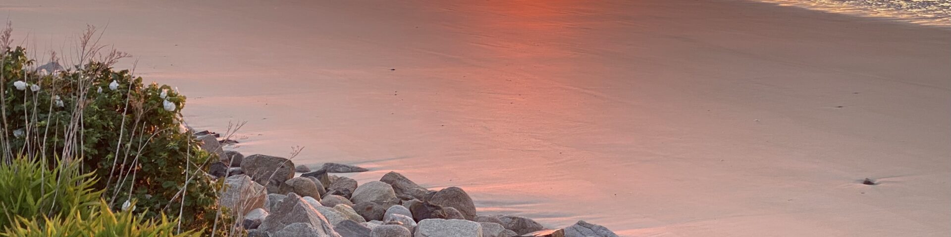 people Ogunquit beach red sunrise